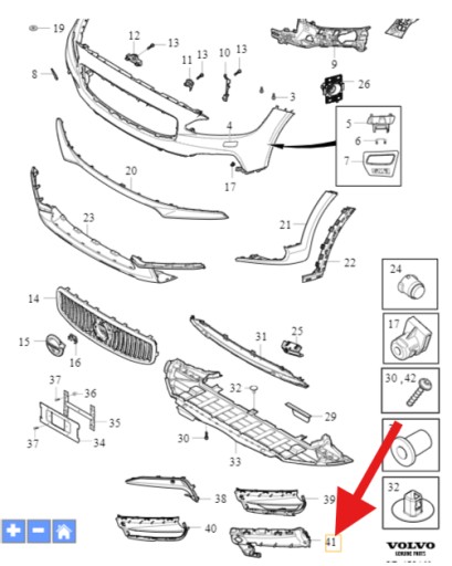 Бампер галогенний ковзаючий кронштейн правий передній volvo v90 cc 2017- oe 31383908