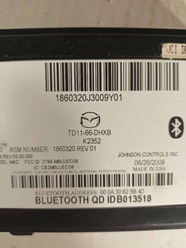 Bedienteil Bluetooth Mazda CX-9 facelift 2009 TD1166DHXB