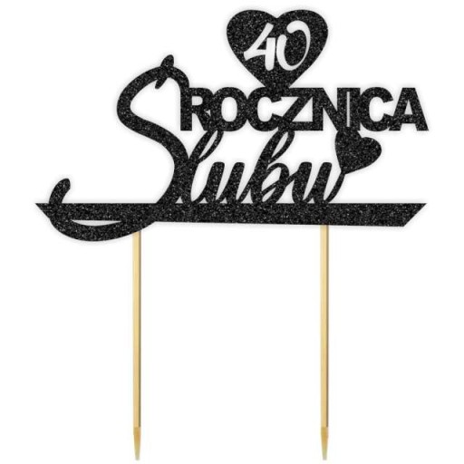 ТОРТ ТОПЕР Прикраса 40 РІЧНИЦЯ ВЕСІЛЛЯ чорний
