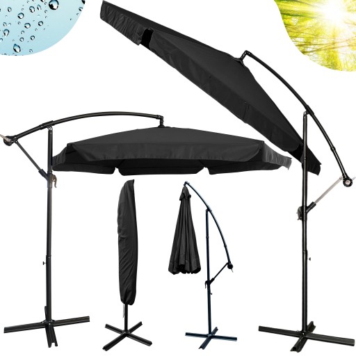 🚨 MEGA OKAZJA! Parasol Ogrodowy 350cm Z WYSYĘGNIKIEM + Pokrowiec Szary. HIT CENOWY!