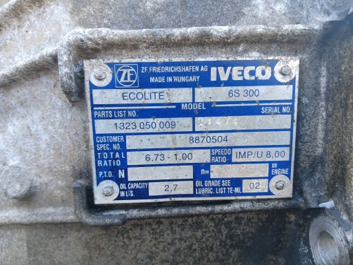 Getriebe IVECO DAILY III 2.8 HPI 125KM 92kW 6S300 188 TYS