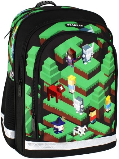 Рюкзак шкільний багатокамерний Minecraft Starpak чорний, Відтінки зеленого 24 л