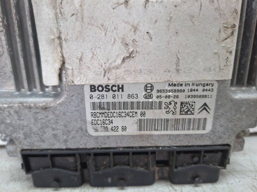 unité de commande électronique uce moteur 0281011863 9653958980 9639342280 CITROEN PEUGEOT 1.6 HDI