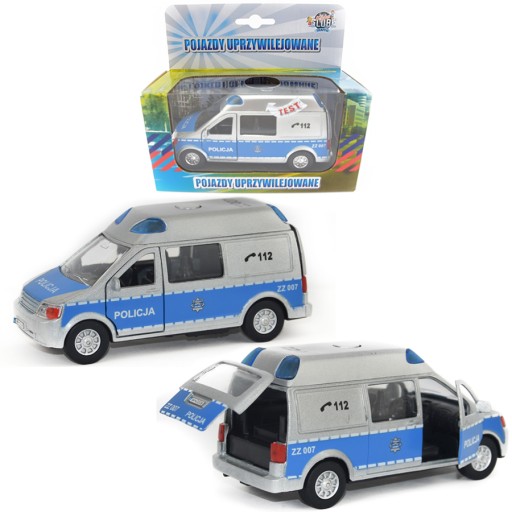 Auto Polícia Van kovové so zvukom sirén 14cm pohonom svetiel