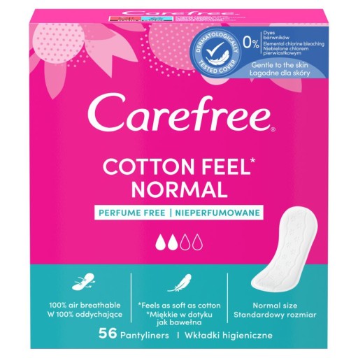 Carefree Cotton Feel Normal Hygienické Vložky Neparfumované 56 Ks