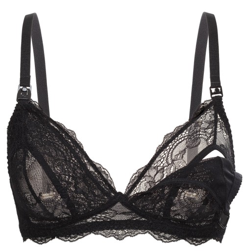 М'який бюстгальтер для годування Momtobe Бюстгальтер для годування без кісточок, мереживний, чорний, розмір 85E