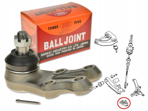 Штифт поворотного рычага передний нижний sb-7762 япония