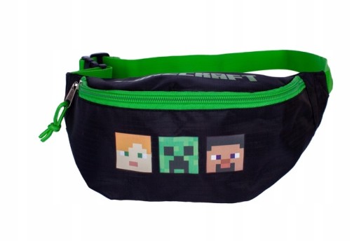 Дитяча сумка для нирок Майнкрафт Астра чорна, Відтінки зеленого