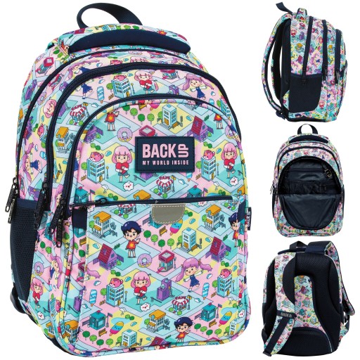 Рюкзак шкільний багатокамерний Backup Shades of purple, Shades of blue, Shades of pink, Shades of green, Shades of yellow and gold, Multicolor 24 л