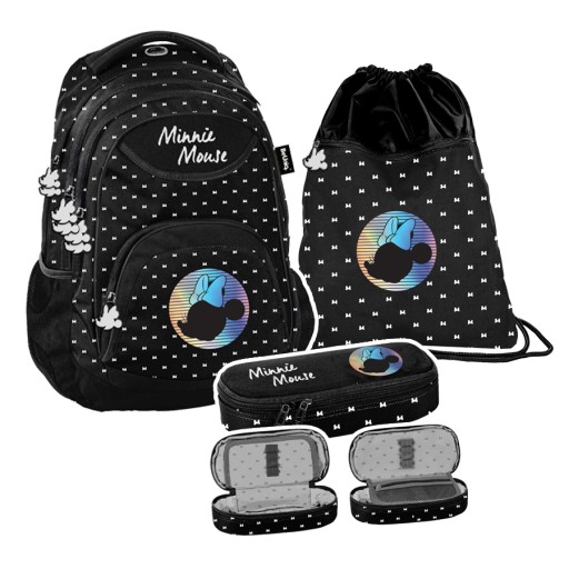 Багатокамерний шкільний рюкзак Minnie Mouse BeUniq чорний, різнокольоровий