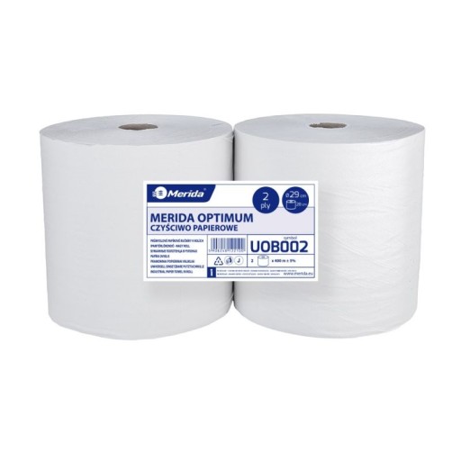 БУМАГА ДЛЯ ЧИСТКИ MERIDA OPTIMUM БЕЛАЯ ДИАМ. 29 СМ, ДЛИНА 400 М, ДВУХСЛОЙНЫЙ