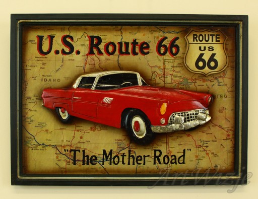 Дерев'яна ретро вивіска Rout 66 USA