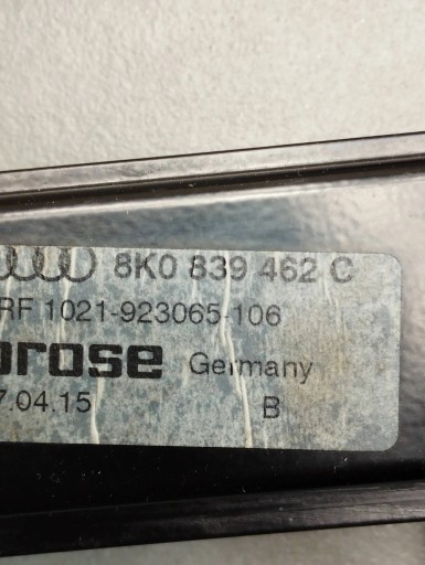 Audi A4 S4 B8 Mécanisme Droite Arrière 8K0839462C