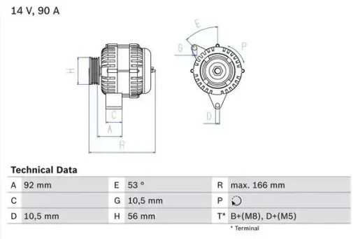 Генератор 90a 0 986 039 860 mercedes bosch