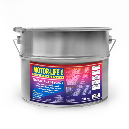 MOTOR-LIFE 6 PROFESSIONAL 10kg літієва пластична змазка MOS2 від PLASTMAL