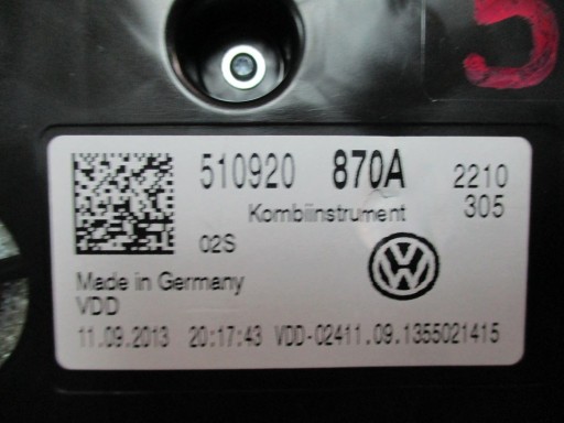 dials dials Vw Golf Sportsvan 510920870A
