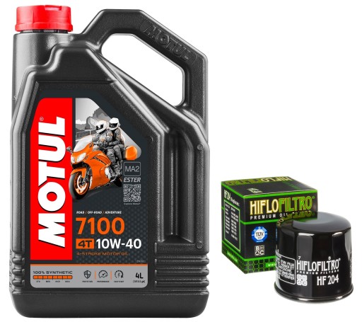 104092/HF204 02-06r. - Масло MOTUL 7100 10W40 4л. + Фільтр HF204, Kawasaki ZX6-R, 02-06
