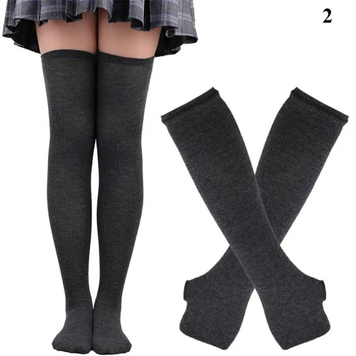 Dropshipping Women Girls Striped Over Knee High Socks Set Women Girls ...