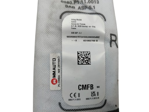 Airbag AIRBAG SITZ rechts RENAULT CAPTUR II (2019-2024) 651002700B