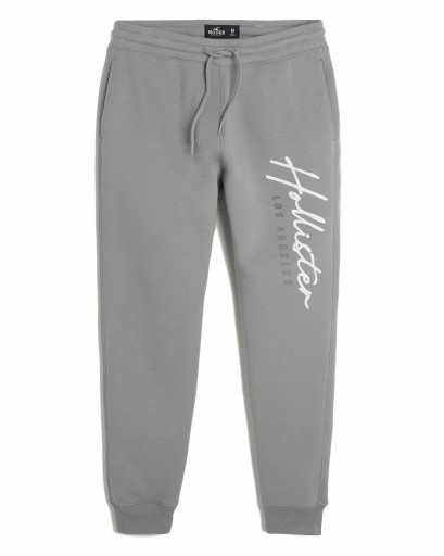 HOLLISTER SPODNIE DRESOWE USA L joggers skinny szare