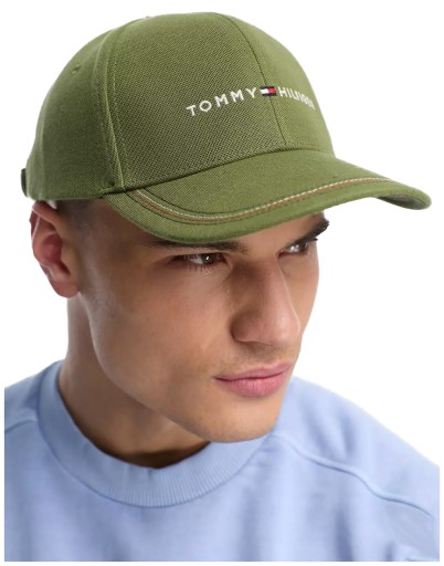 Czapka z daszkiem TOMMY HILFIGER khaki z logo