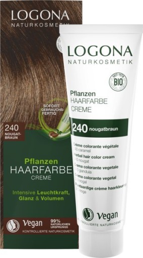 LOGONA Rastlinná krémová farba na vlasy 240 NOUGATBROWN (nugátová hnedá)
