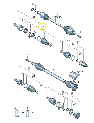КРИШКА ВНУТРІШНЬОГО ШАРНІРА 3Q0498201B ОРИГ. VW