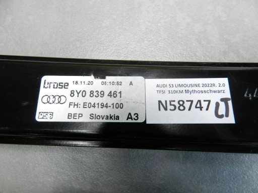 Audi S3 A3 8Y mechanism windows left rear part 8Y0839461