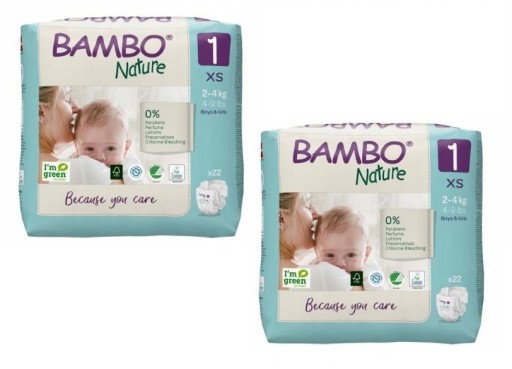 2× Підгузки Bambo Nature New Born розмір 1 2-4 кг 22 шт.