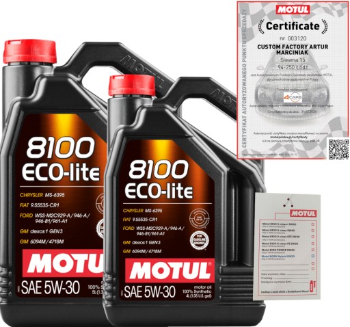 MOTUL 8100 ECO-LITE 5W30 9L GM DEXOS1 GEN3 FIAT 9.55535-CR1 + ПОДВЕСКА