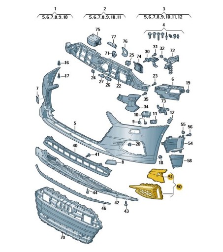 4K8807648A9B9 - Решетка воздухозаборника правая audi a7 c8 aso