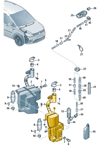 2K5955453C - Бачок омивача омивача VW CADDY ASO