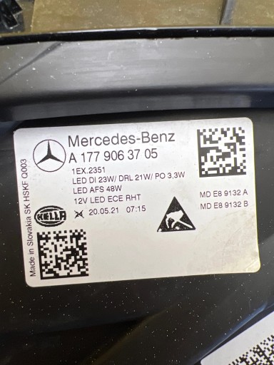 light left Mercedes A-Klasa W177 Full Led Multibeam 18-23 A1779063705