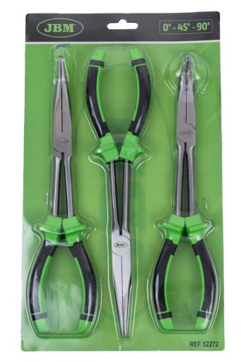 НАБІР ДОВГИХ ЩИПЦІВ З 3 ПРЯМИХ ВИГНУТИХ 45' 90'