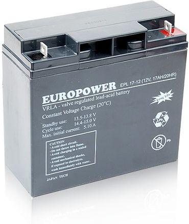 Europower agm акумулятор серії epl 12v 17ah (термін служби 15 років)