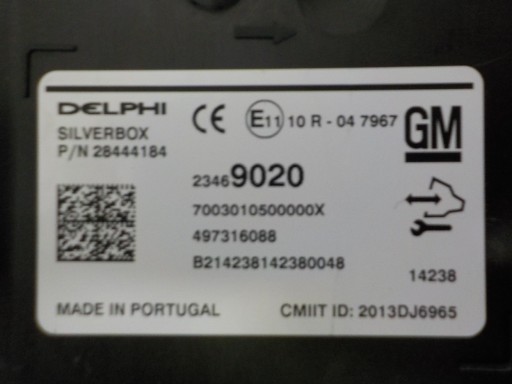 OPEL INSIGNIA modul RADIA SILVERBOX 23469020