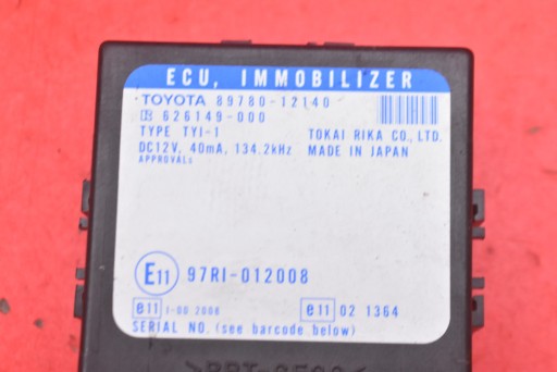 Unité de contrôle Module ECU IMMO 89780-12140 TOYOTA COROLLA E12 1.4 D-4D 90 KM