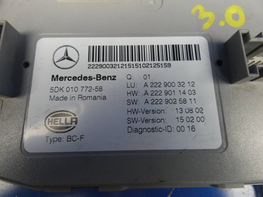 MERCEDES S KLASA W222 3.0 CDI module control unit SAM KOMFORTU