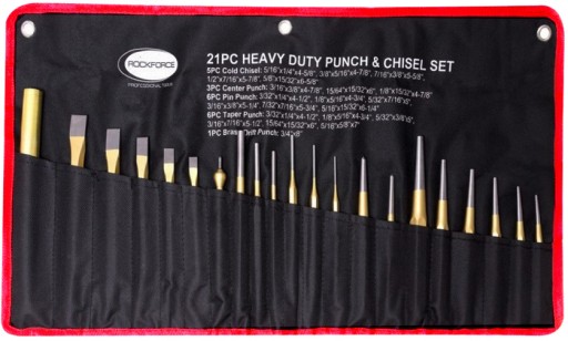 НАБОР ФРЕЗ И ПУАНСОНОВ ROCKFORCE, 21 ПРЕДМЕТ.