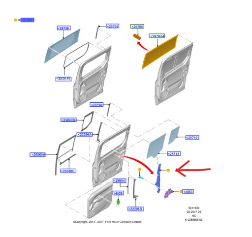 2485403 - Стеклоподъемник задний левый ford tourneo connect mk2 2013-2018 ое