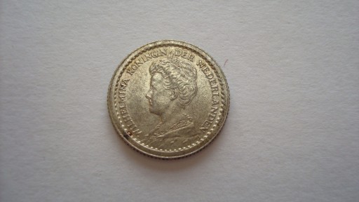 Moneta, 10 centów Niderlandy 1917 stan 1