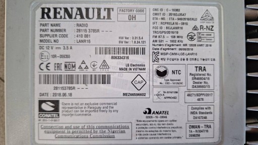 RADIO player navigation RENAULT TALISMAN KADJAR 281153785R STAN as new