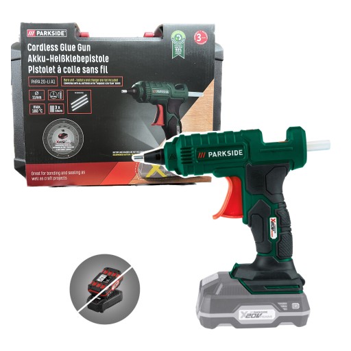 ГОРЯЧИЙ КЛЕЕВОЙ ПИСТОЛЕТ x20 В, АККУМУЛЯТОРНАЯ БАТАРЕЯ PARKSIDE