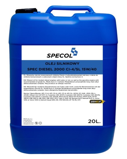 Specol Diesel 2000 CI-4/SL 15W40 20л