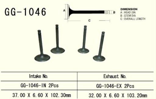 GG-1046-EX - VESRAH ВИПУСКНИЙ КЛАПАН HONDA XR 650R ' 00 - '07, TRX