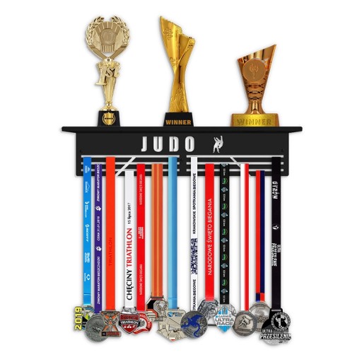 МЕТАЛЕВА ПОЛИЦЯ ДЛЯ КУБКА І МЕДАЛЕЙ ДЗЮДО 40 СМ