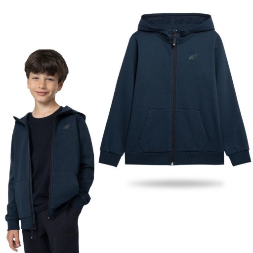 Дитячий світшот на блискавці 4F 4FJSS23TSWSM219-31S розмір 164 темно-синій