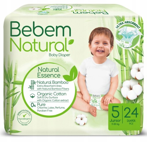 Підгузки Bebem Natural розмір 5 11-18 кг 24 шт.