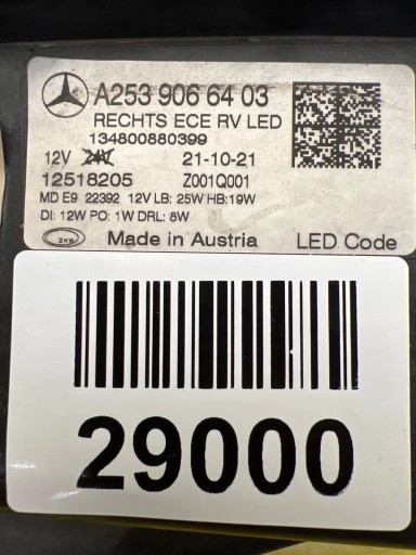 light right Mercedes GLC W253 19- Lift Led Performance A2539066403