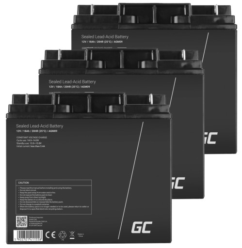 3 зеленых аккумулятора agm 12 в/24 в/36 в, 18 ач, необслуживаемые ибп для квадроциклов, солнечные батареи